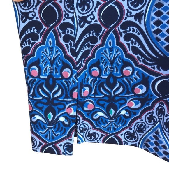 Loft Petites Blue Geometric Long Sleeve Mini Dress NEW - Picture 3 of 6